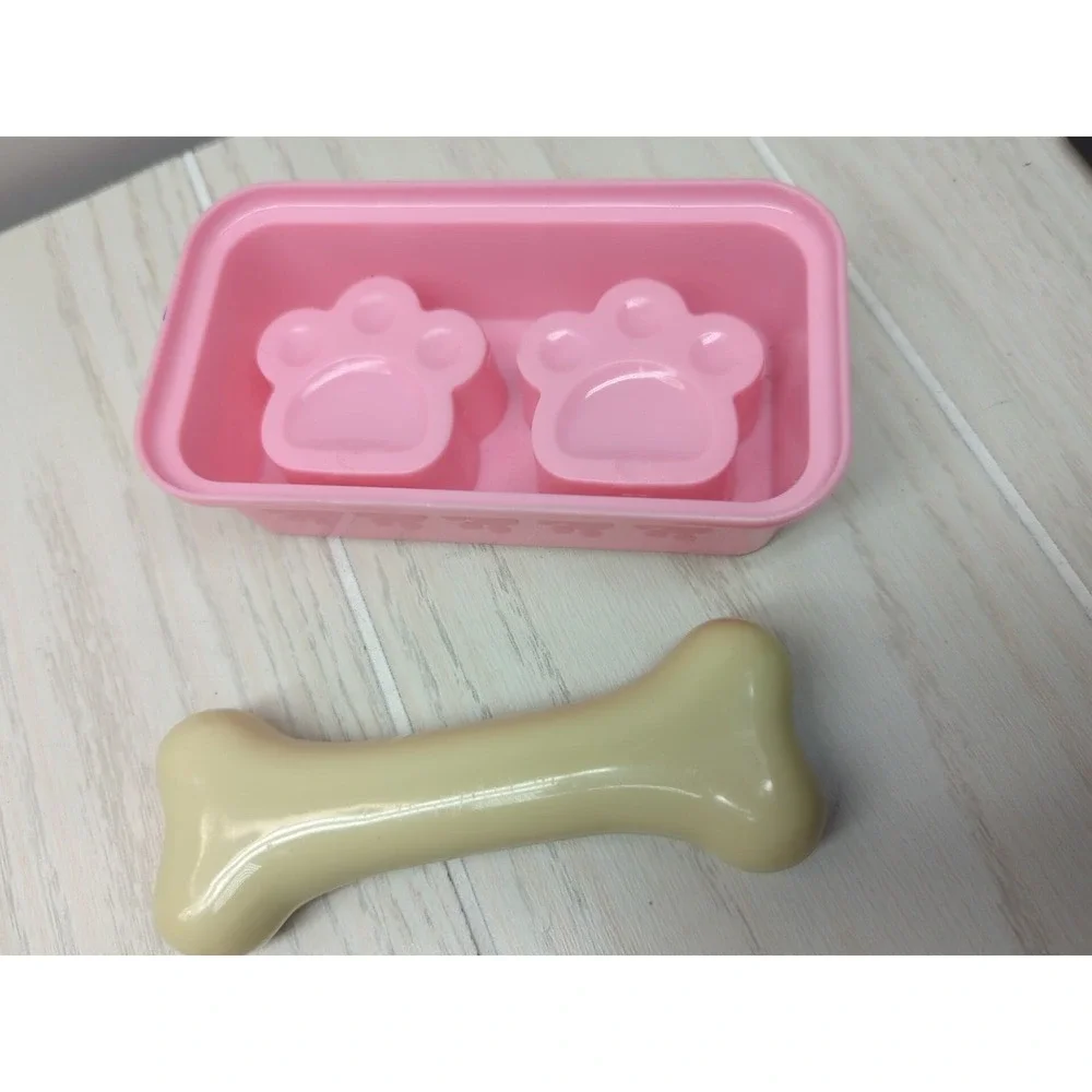 Build a Bear or Barbie Pink paws dog food water bowl and bone for plush puppy